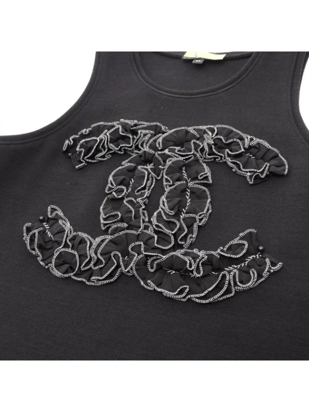 Chanel Tank Top CC Logo Ruffle Wool